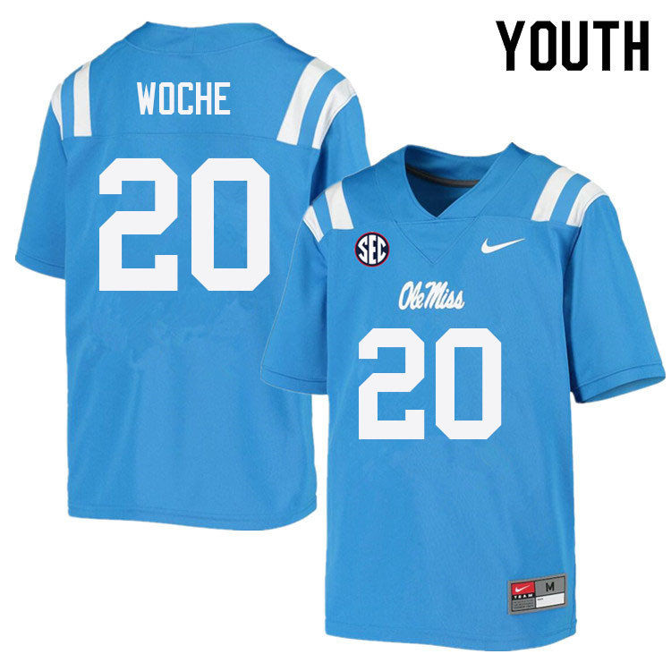 Youth #20 Jack Woche Ole Miss Rebels College Football Jerseys Sale-Power Blue